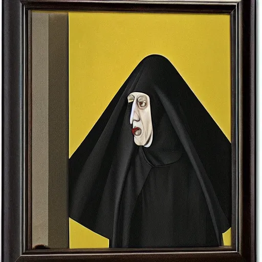 Image similar to portrait of a scary nun by Giorgio de Chirico