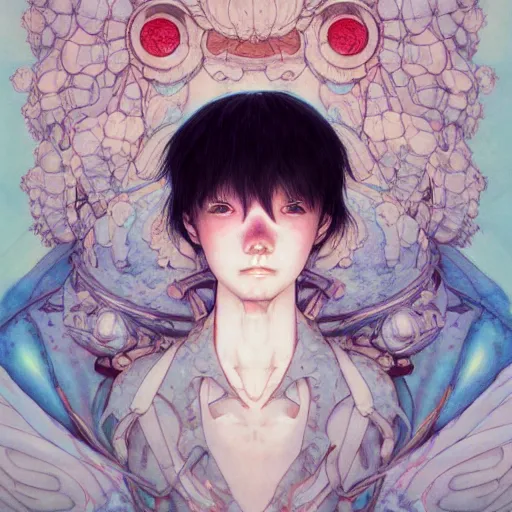 Prompt: prompt : folklore portrait soft light painted by james jean and katsuhiro otomo and erik jones, inspired by evangeleon anime, smooth face feature, intricate oil painting, high detail illustration, sharp high detail, manga and anime 1 9 9 0