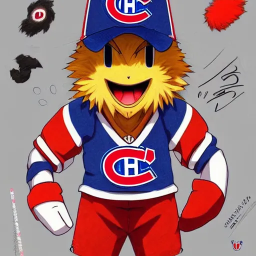 Image similar to anime Portrait of Youppi the Habs Montreal Canadiens Mascot as a very cute powerful and friendly pokemon, highly detailed anime, high evolution, 1990s, legendary, smooth, sharp focus, dynamic lighting, intricate, trending on ArtStation, illustration pokemon, art by WLOP