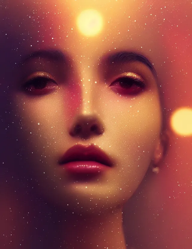 Image similar to bokeh background. close-up portrait of a goddess in crown, by Tooth Wu and wlop and beeple and greg rutkowski