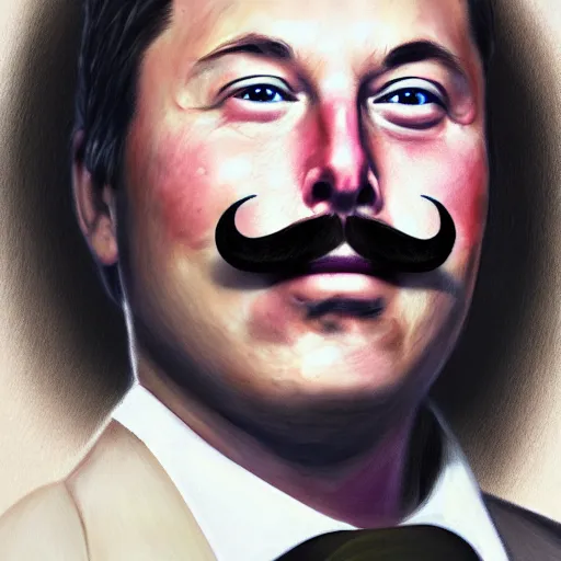 Prompt: elon with extra scratchy mcpatchy facial hair and a heavy fu manchu, photorealistic digital painting