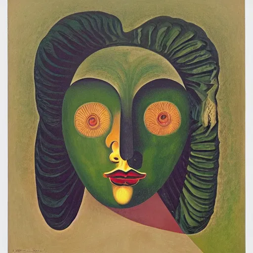 Image similar to floral face portrait by leonetto cappiello and wojciech siudmak and ernst fuchs, anni albers, oil on canvas