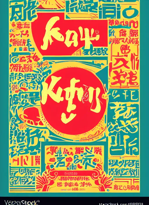 Image similar to poster design with bright and colourful vintage typographic japanese katakana, layout design, illustrator vector graphics