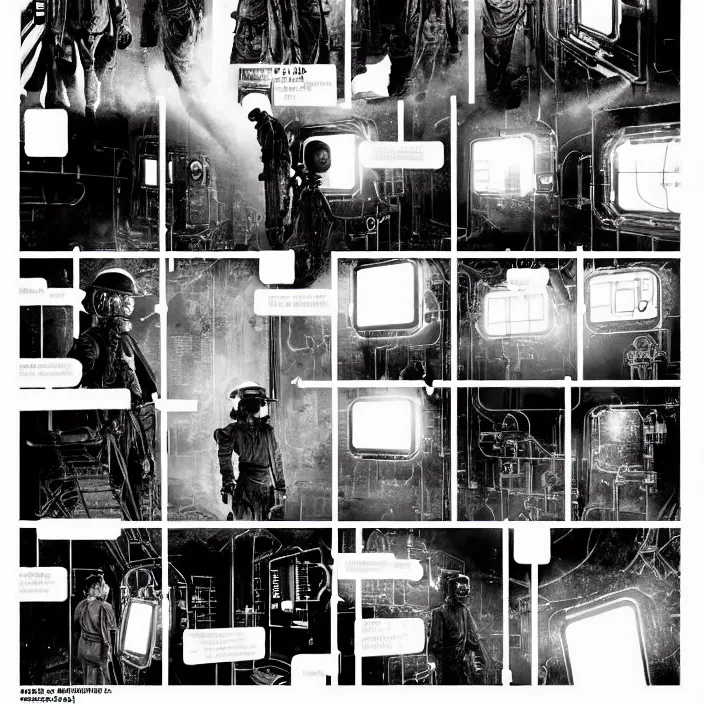 Image similar to sadie sink as a miner in a minimalist automated dieselpunk kiosk with options to choose from. storyboard, scifi cyberpunk. by gabriel hardman, joe alves, chris bonura. cinematic atmosphere, detailed and intricate, perfect anatomy