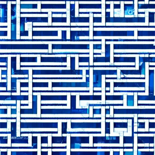 Prompt: textile geometric pattern blue squares white stripes grid straight, high quality tiles, clean, artstation