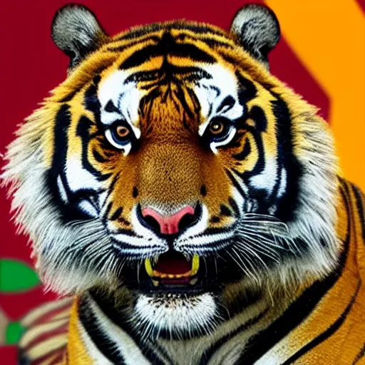 Prompt: a tiger in the colours of the Indian flag