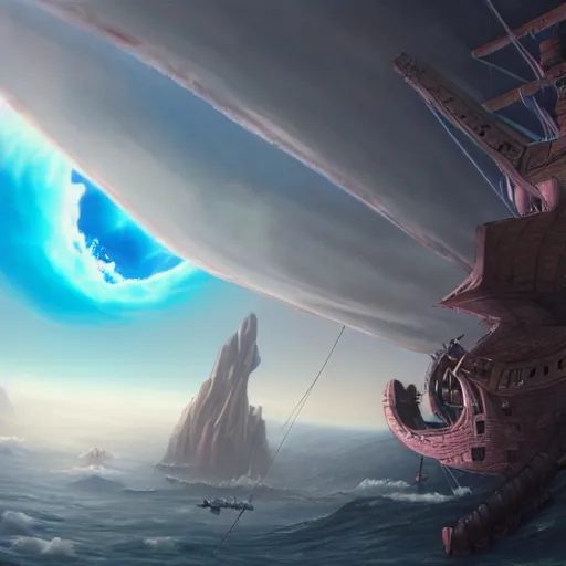 Image similar to pirateship with wings in the sky by H.P. Lovecraft, abaddon and magali villeneuve, ghibli moebius, 8k, epic scene, scifi, unreal engine, trending on cg station. masterpiece.