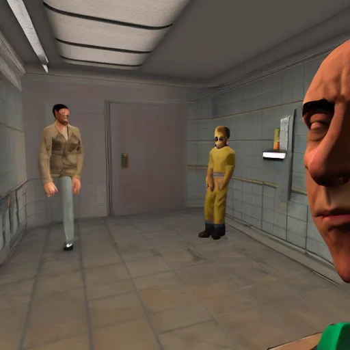 Prompt: Jerry Seinfeld looks into a mirror, Source Engine, Gmod, Half Life 2, CSGO