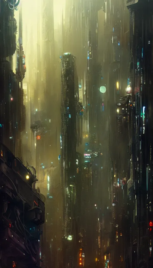 Prompt: hyper realistic cyberpunk city, in the shape of an s, black background, gnarly trees by tom bagshaw, mucha, gaston bussiere, craig mullins, j. c. leyendecker 8 k