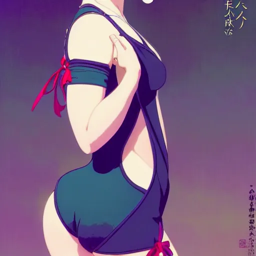 Image similar to a beautiful plus sized model japanese natalie portman, alluring plus sized model, wearing mayan leotard with elegant mayan apron overalls, street fashion hip hop style with mayan patterns, aztec street fashion, gapmoe yandere grimdark, trending on pixiv fanbox, painted by greg rutkowski makoto shinkai takashi takeuchi studio ghibli, akihiko yoshida