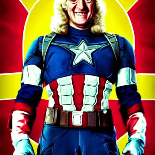 Image similar to Film Poster of Jimmy Saville as Captain America