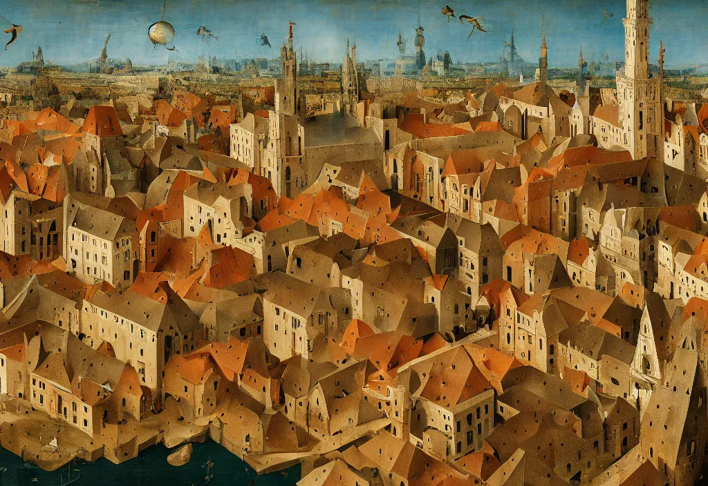 Image similar to accidentally wes anderson award - winning photograph of a medieval city, art by hieronymus bosch, art by greg rutkowsky, trending on artstation, cinematic lighting, filmic grain, golden hour, detailed, 4 k