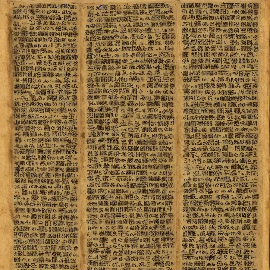 Image similar to page from an ancient book, unknown language, symbols