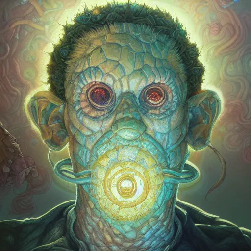 Prompt: fungus labyrinth mohawk projector portrait by gaston bussierre and charles vess and james jean and erik jones and rhads, inspired by rick and morty, epic, funny, huge scale, beautiful fine face features, intricate high details, sharp, ultradetailed