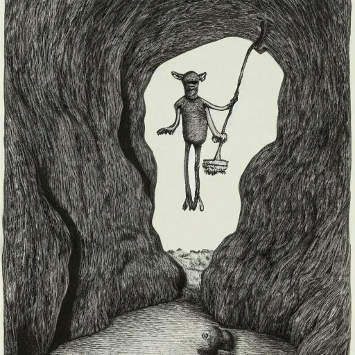 Image similar to limbo, sulfur, cavern, photorealism, 4 k, highly detailed, by maurice sendak, edward gorey, charles addams,