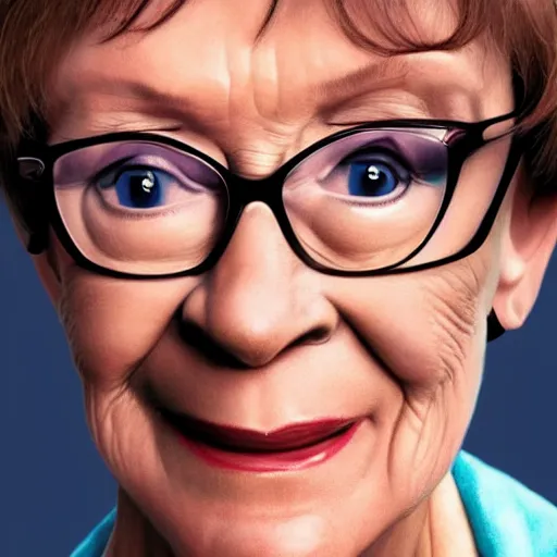 Prompt: deirdre barlow with the physique of a body builder, wearing a gym suit, hyper realistic, ultra detailed, cinematic, dynamic lighting, photorealistic, refined, intricate, digital art, digital painting, masterpiece, 8k