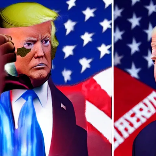 Image similar to Donald Trump fights Joe Biden in Mortal Kombat 11