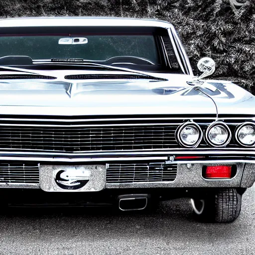 Image similar to black 1967 impala, highly detailed, very realistic, 8k photograph,