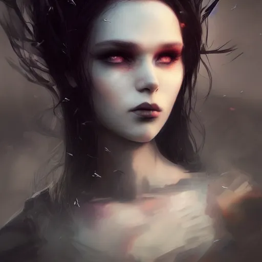 Image similar to teen girl kerli koiv, gothic, darkwave, darksynth, concept headshot art, sharp, digital matte painting, art by greg rutkowski, wlop, dramatic lighting, trending on artstation