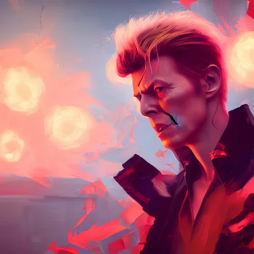 Image similar to david bowie, ultra high detailed, oil painting, greg rutkowski, charlie bowater, yuumei, yanjun cheng, unreal 5, daz, hyperrealistic, octane render, rpg portrait, dynamic lighting