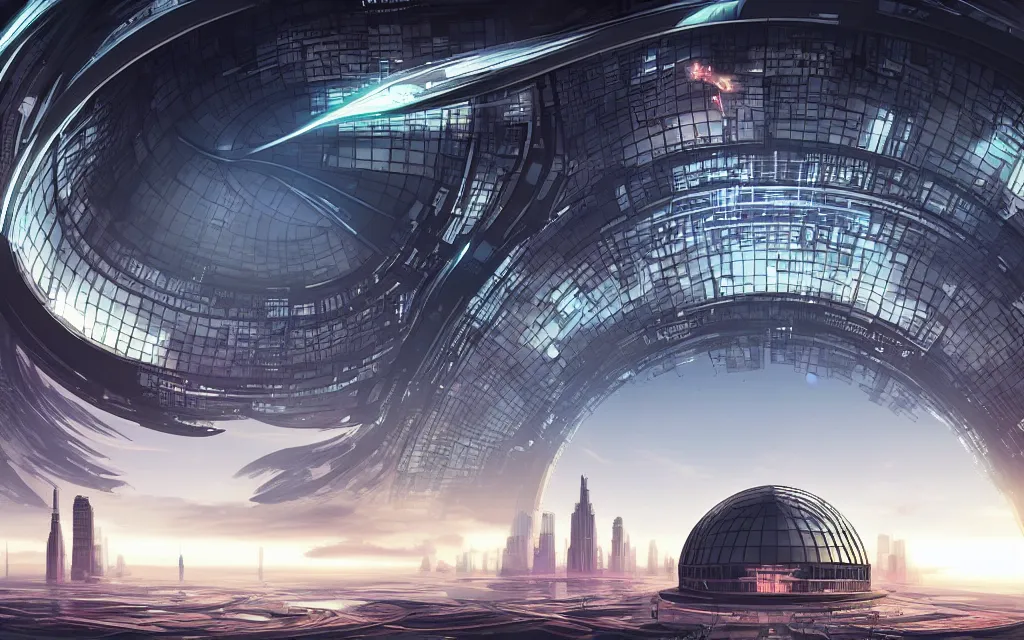 Image similar to a scifi utopian domed city, future perfect, award winning digital art