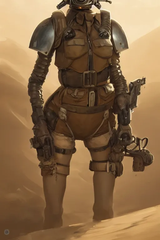 Prompt: dieselpunk soldier girl, helmet, shoulders, chest, portrait, desert, armored, highly detailed, sharp focus, art, illustrations by wlop and ayanamikodon and irakli nadar and loish and rossdraws, frostbite engine