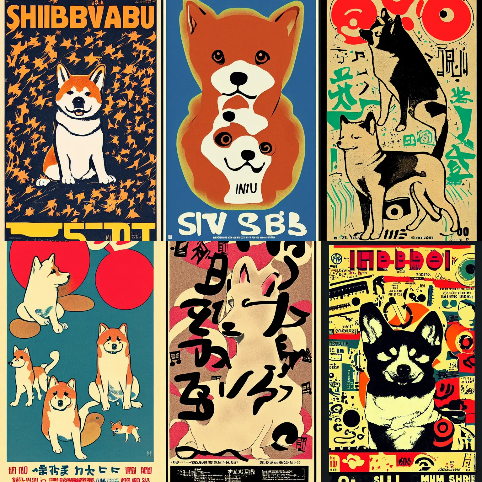 Prompt: Shiba Inu 60s poster, in the style of a music poster 1968