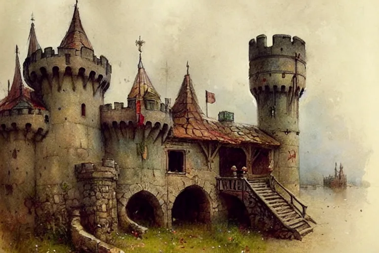 Image similar to ( ( ( ( ( 1 9 5 0 gypsy fair tail medieval castle. muted colors. ) ) ) ) ) by jean - baptiste monge!!!!!!!!!!!!!!!!!!!!!!!!!!!!!!