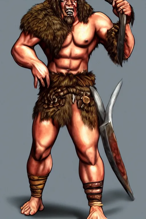 Image similar to full body shot of a muscular barbarian with a mohawk, fantasy art