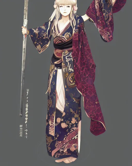 Image similar to A full-body anime portrait of Ssunbiki as a beautiful woman wearing a kimono from Skyrim, by Stanley Artgerm Lau, WLOP, Rossdraws, James Jean, Andrei Riabovitchevy, Marc Simonetti, and Sakimichan, trending on artstation