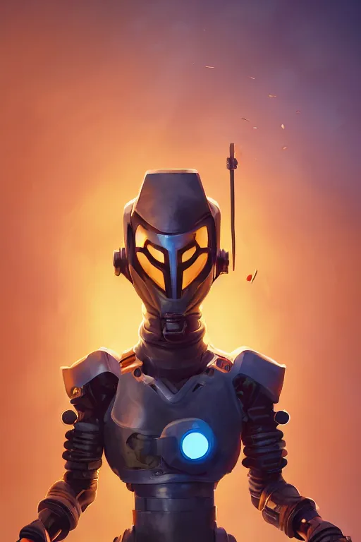 Image similar to epic mask helmet robot ninja portrait stylized as fornite style game design fanart by concept artist gervasio canda, behance hd by jesper ejsing, by rhads, makoto shinkai and lois van baarle, ilya kuvshinov, rossdraws global illumination radiating a glowing aura global illumination ray tracing hdr render in unreal engine 5