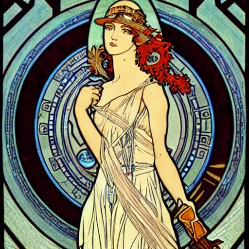 Prompt: Athena by mucha