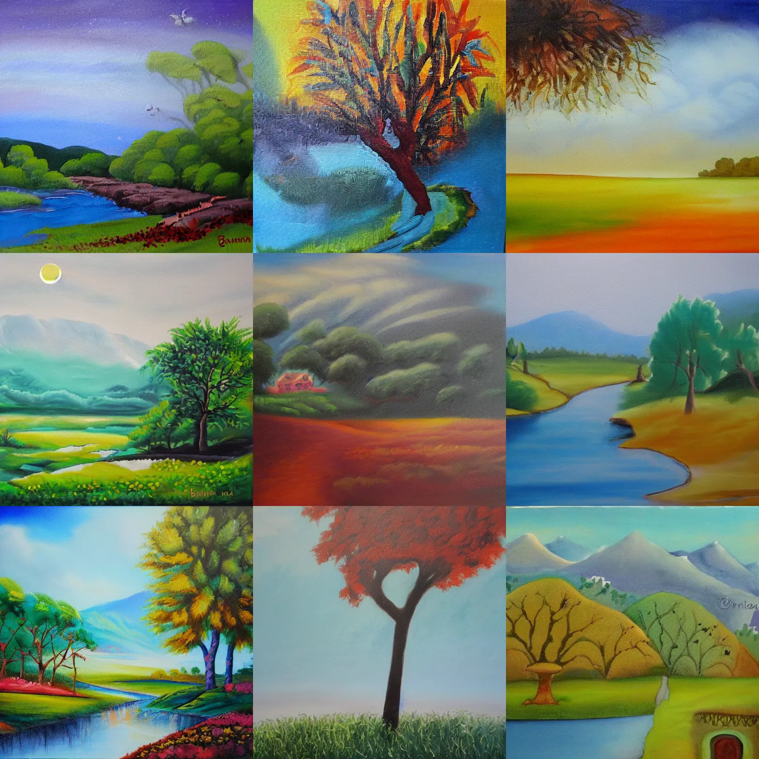 Prompt: landscape painting by bhavna misra