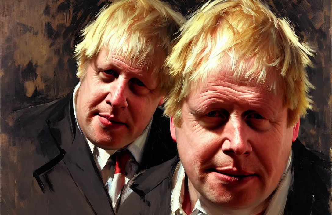 Image similar to portrait of boris johnson!!!!!!!!!!!!!!!!!!!!!!!!!!!, detailed face, detailed painting,, epic lighting, by ilya repin, phil hale and kent williams