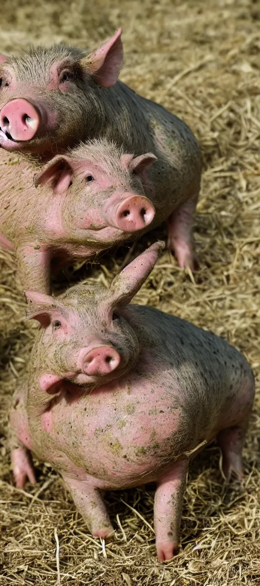 Prompt: photo of a pig and a toad himmera