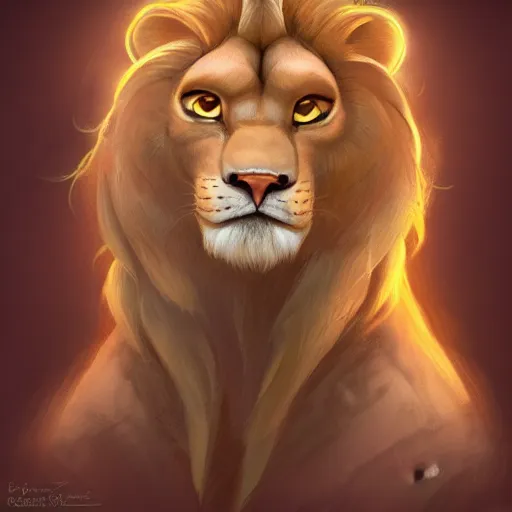 Image similar to portrait character design of an egyptian lion. deviantart adoptable, style of maple story and zootopia, portrait studio lighting by jessica rossier and brian froud and gaston bussiere