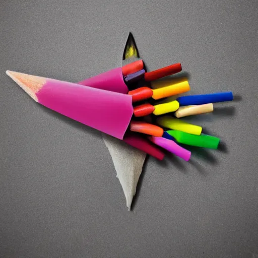 Image similar to crayons made into a shiv, realistic photography, high detailed