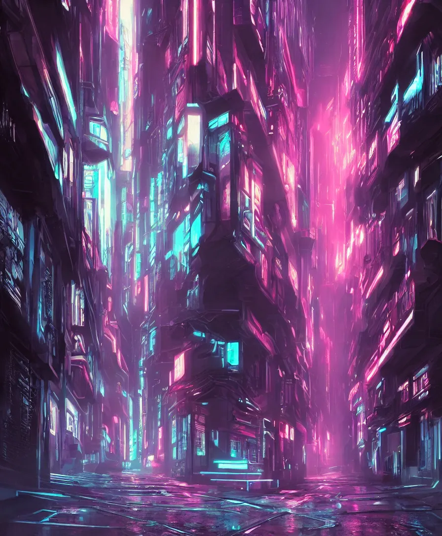 Prompt: warp speed concept art blade runner 2049 tron neon alleyway night