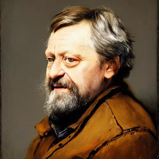 Portrait of Slavoj Zizek by Rembrandt | Stable Diffusion | OpenArt