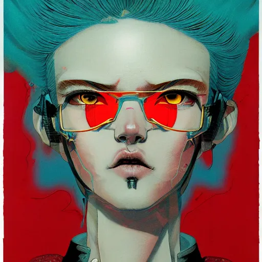 Image similar to prompt : soviet punk portrait soft light painted by james jean and katsuhiro otomo and erik jones, inspired by akira anime, smooth face feature, intricate oil painting, high detail illustration, sharp high detail, manga and anime 1 9 9 9