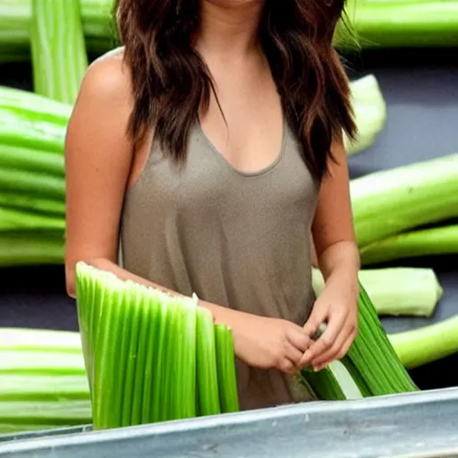 Image similar to selena gomez as a piece of celery