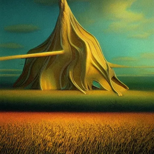 Image similar to scene from a dream. plains. digital artwork by vincent bons, michael whelan, remedios varo and gerardo dottori. grainy and rough. interesting pastel colour palette. beautiful light. oil and water colour based on high quality render.