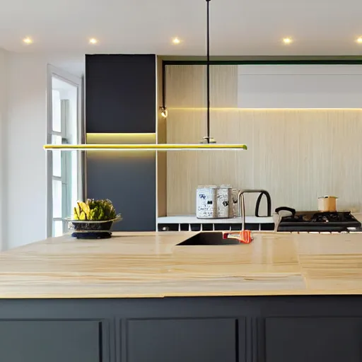 Image similar to kitchen plinth with led strip lights, homes and gardens, photo,