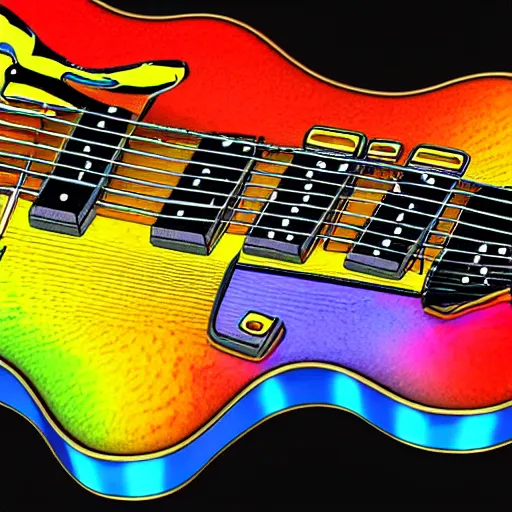 Image similar to psychedelic guitar, ray tracing, super detailed, vivid