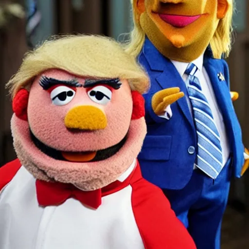 Prompt: a Muppet that looks like trump
