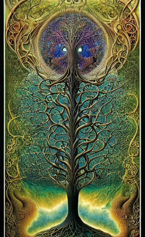 Image similar to tree of life by roger dean and andrew ferez, art forms of nature by ernst haeckel, divine chaos engine, symbolist, visionary, art nouveau, botanical fractal structures, organic, detailed, realistic, surreality