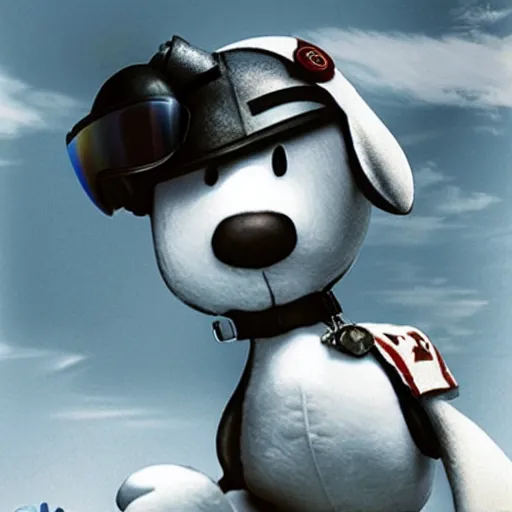 Prompt: film promotion photo of snoopy as a world war 2 fighter pilot, gritty, realistic, inspiring