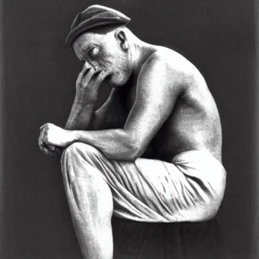 Image similar to a man in the pose of hear no evil