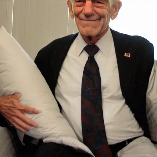 Image similar to ron paul showing off his anime body pillow