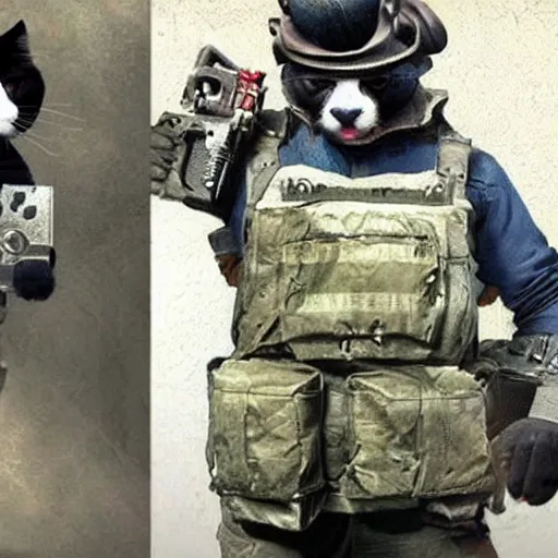 Image similar to cats in the style of call of duty